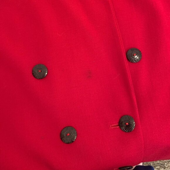VTG 80s Dana Buchman Red Wool Double Breasted Blazer Jacket Plus Size 14 - Picture 8 of 14